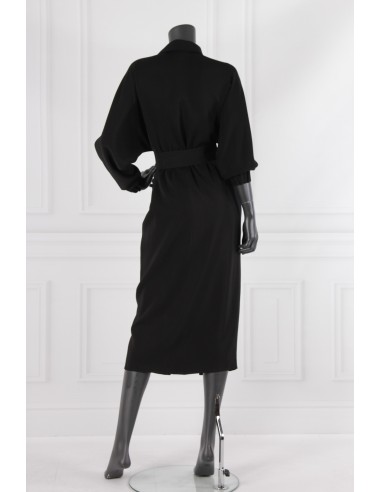 Black midi dress with a classic collar