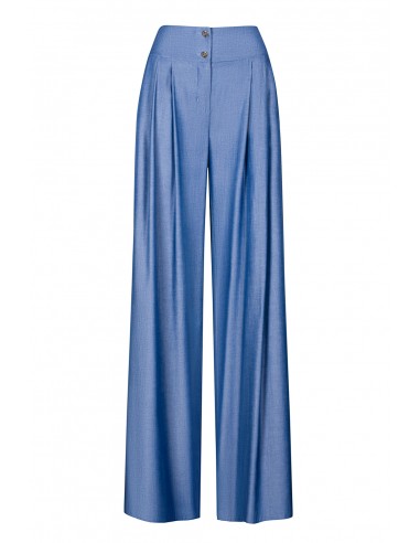 Palazzo pants with wide legs in denim...