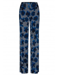 Trousers in blue floral print