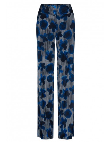 Trousers in blue floral print