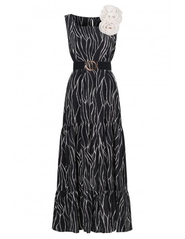 Long black dress with feline patterns