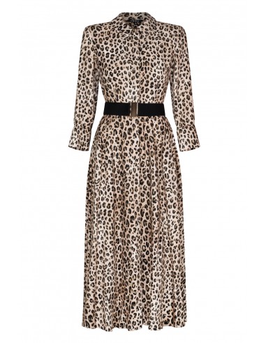 Leopard print maxi shirt dress