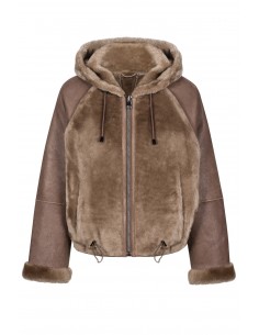 Sheepskin coat with a hood